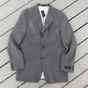 Express Men's 42L 100% Wool Gray Pinstripe Suit Coat Jacket Old Money Luxury NWT